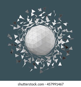 exploding sphere shape with fragments.
