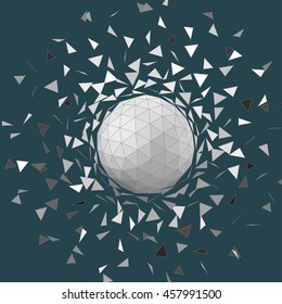 exploding sphere shape with fragments.