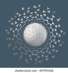 exploding sphere shape with fragments.
