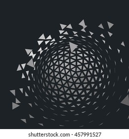 exploding sphere shape with fragments.