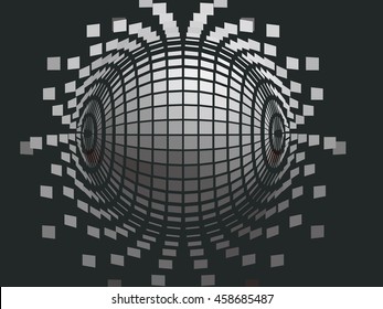 exploding sphere shape with fragments.