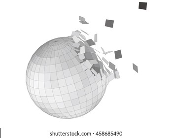 exploding sphere shape with fragments.