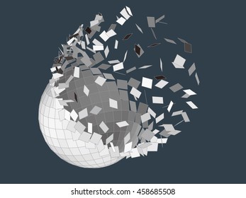exploding sphere shape with fragments.