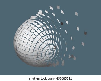 exploding sphere shape with fragments.
