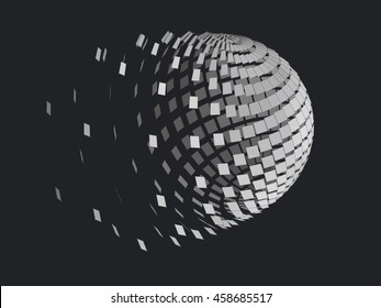 exploding sphere shape with fragments.