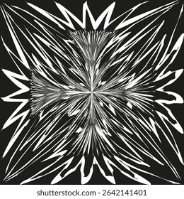 Exploding star burst. Abstract energy shape. Vector black explosion. Sharp spiked symbol.