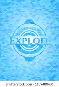 Exploit light blue emblem with mosaic background