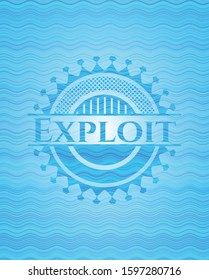 Exploit light blue water wave emblem. Vector Illustration. Detailed.