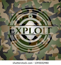 Exploit on camouflage pattern. Vector Illustration. Detailed.