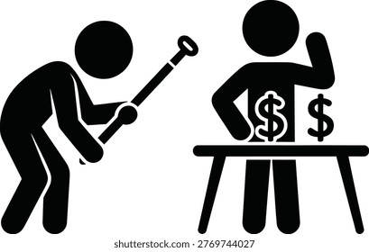 Exploitation depicted through a simple yet powerful illustration of wealth disparity