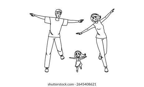 exploração família natureza passeio vetor. descoberta relaxamento, bem-estar cenário, flora fauna exploração família natureza passeio personagem. pessoas linha preta lápis desenho ilustração