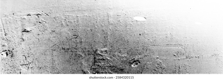 Exploration of grunge texture showcasing detailed halftones, scuffs, scratches, and splashes on a weathered surface.