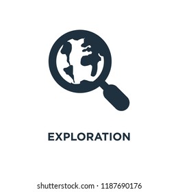 Exploration icon. Black filled vector illustration. Exploration symbol on white background. Can be used in web and mobile.