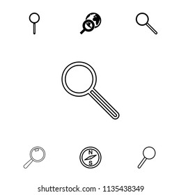 Exploration icon. collection of 7 exploration filled and outline icons such as magnifier, globe search, compass. editable exploration icons for web and mobile.
