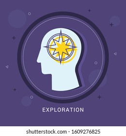 Exploration icon concept with human head