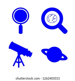 exploration icon set about telescope, magnifier and planet vector set