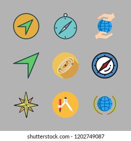 exploration icon set. vector set about solar system, planet earth, wind rose and compass icons set.