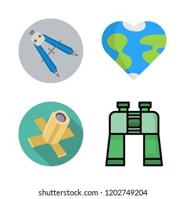 exploration icon set. vector set about compass, earth globe, binoculars and satellite icons set.
