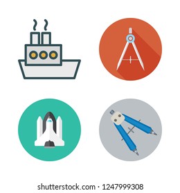 exploration icon set. vector set about space shuttle, oil platform and compass icons set.