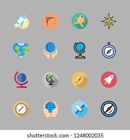 exploration icon set. vector set about satellite, planet earth, solar system and earth globe icons set.