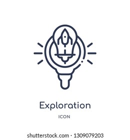 exploration icon from startup outline collection. Thin line exploration icon isolated on white background.