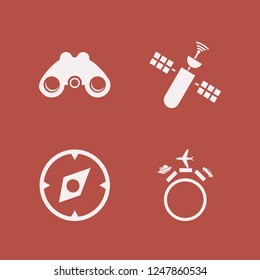 exploration icon. exploration vector icons set compass, satellite, binoculars and traveling by car plane ship