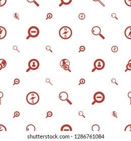 exploration icons pattern seamless white background. Included editable filled compass, globe search, magnifier, zoom out, user search icons. exploration icons for web and mobile.