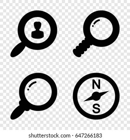 Exploration icons set. set of 4 exploration filled icons such as user search 