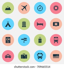 Exploration Icons Set. Collection Of Certificate, Transport, Building And Other Elements. Also Includes Symbols Such As Passport, Photo, Mastercard.