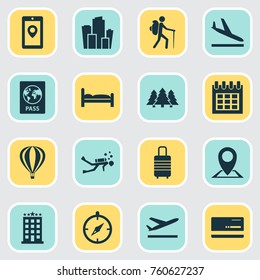 Exploration Icons Set With Doss, Guide, Aircraft And Other Aircraft Elements. Isolated Vector Illustration Exploration Icons.