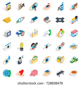 Exploration icons set. Isometric style of 36 exploration vector icons for web isolated on white background