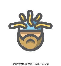 Exploration mind. Brain Control Helmet Vector Cartoon illustration