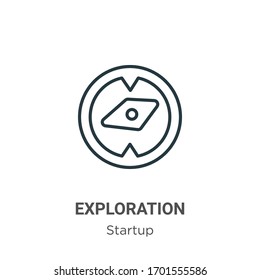 Exploration outline vector icon. Thin line black exploration icon, flat vector simple element illustration from editable startup concept isolated stroke on white background