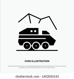 Exploration, Planet, Rover, Surface, Transport solid Glyph Icon vector