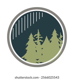 exploration retro forest badge cartoon. rustic classic, logo patch, insignia woodland exploration retro forest badge sign. isolated symbol vector illustration