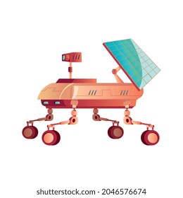 Erkundungsrover-Fahrzeug mit flachem Solarpaneelsymbol, Vektorgrafik