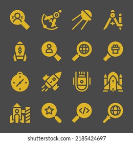 exploration web icons. Search and Compass, Compass and Magnifying glass symbol, vector signs
