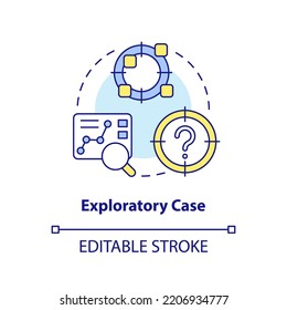 Exploratory case concept icon. Identify objectives to research. Type of events study abstract idea thin line illustration. Isolated outline drawing. Editable stroke. Arial, Myriad Pro-Bold fonts used