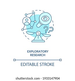 Exploratory research concept icon. Hypothesis and interpretive research idea thin line illustration. Method of data collection. Vector isolated outline RGB color drawing. Editable stroke