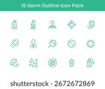 Explore 15 Outline-style vector icons inspired by Germ. Perfect for web and app interfaces.
