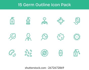 Explore 15 Iconos vectoriales de estilo de contorno inspirados en el germen. Perfecto para interfaces de Web y App.