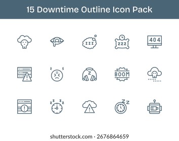 Explore 15 ícones de vetor estilo Outline inspirados pelo Tempo de inatividade. Perfeito para interfaces web e app.