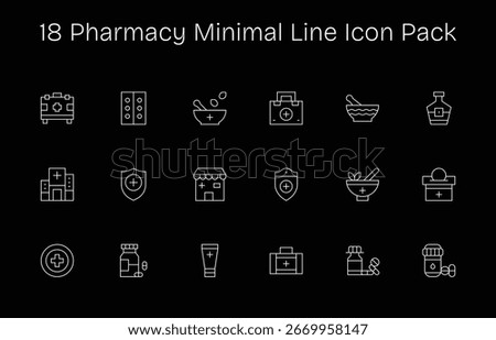 Explore 18 Minimal Line-style vector icons inspired by Pharmacy. Perfect for web and app interfaces.