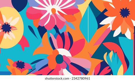 Explore abstract beauty with Geometric Florals: bright, abstract flowers in geometric shapes on a clean canvas. Perfect for modern design, prints, decor. Editable-Customizable.