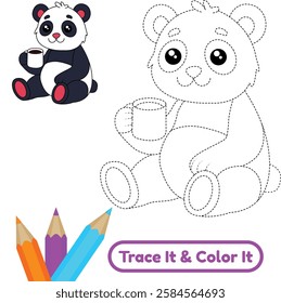 Explore adorable coffee-drinking panda vector coloring pages. Perfect for kids, these printable vector illustrations offer fun and creativity.