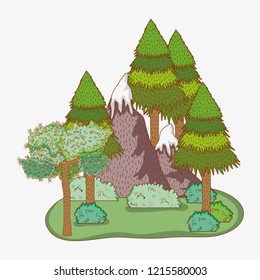 explore adventure with pine trees and ice mountains