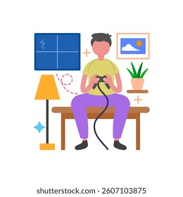Explore Adventures on Gaming Console Flat Vector Illustration