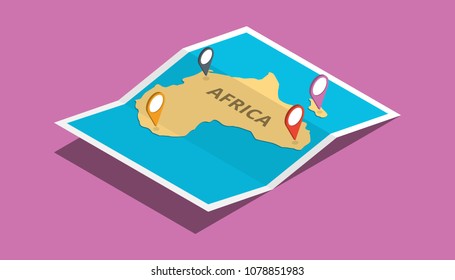 explore africa nation with maps pin tag location with isometric 3d style