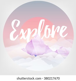 Explore Background with Mountains - Vector Illustration