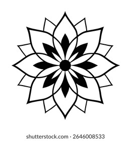 Explore um design de mandala profissional lindamente trabalhado com um layout simétrico e detalhes intrincados, perfeito para uso em projetos digitais e de impressão.